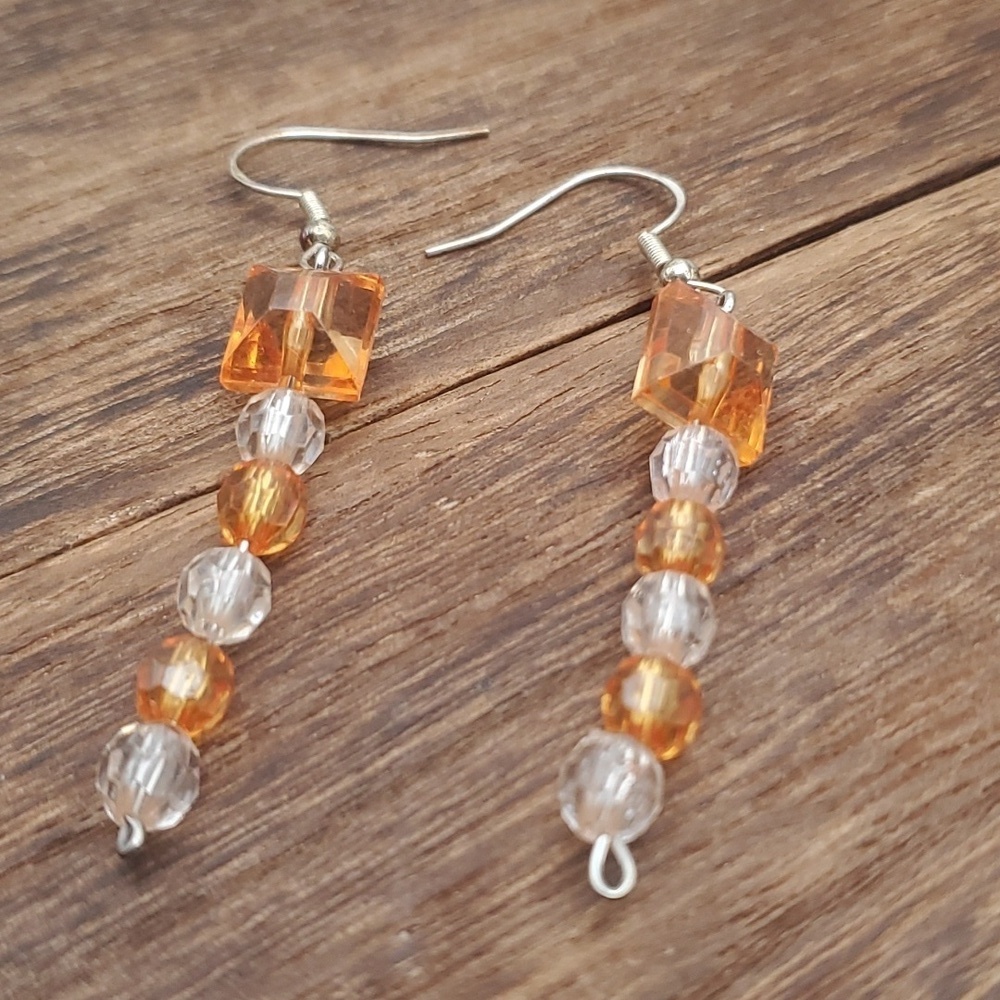 Swarovski beaded Stunning orange bliss drop earrings E315